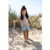 Lichtblauwe short met bloemetjes - Short denim